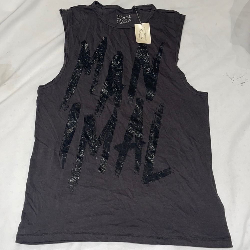 New Mens Guess Muscle Manimal Tee Tank Gym Top Shirt XS